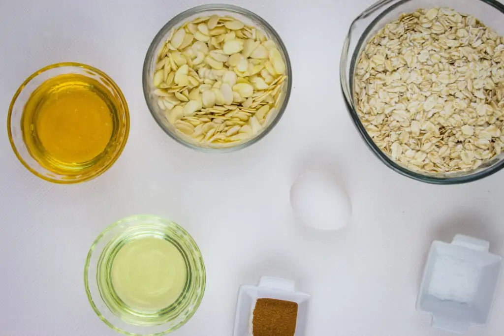 Ingredients to make honey almond granola