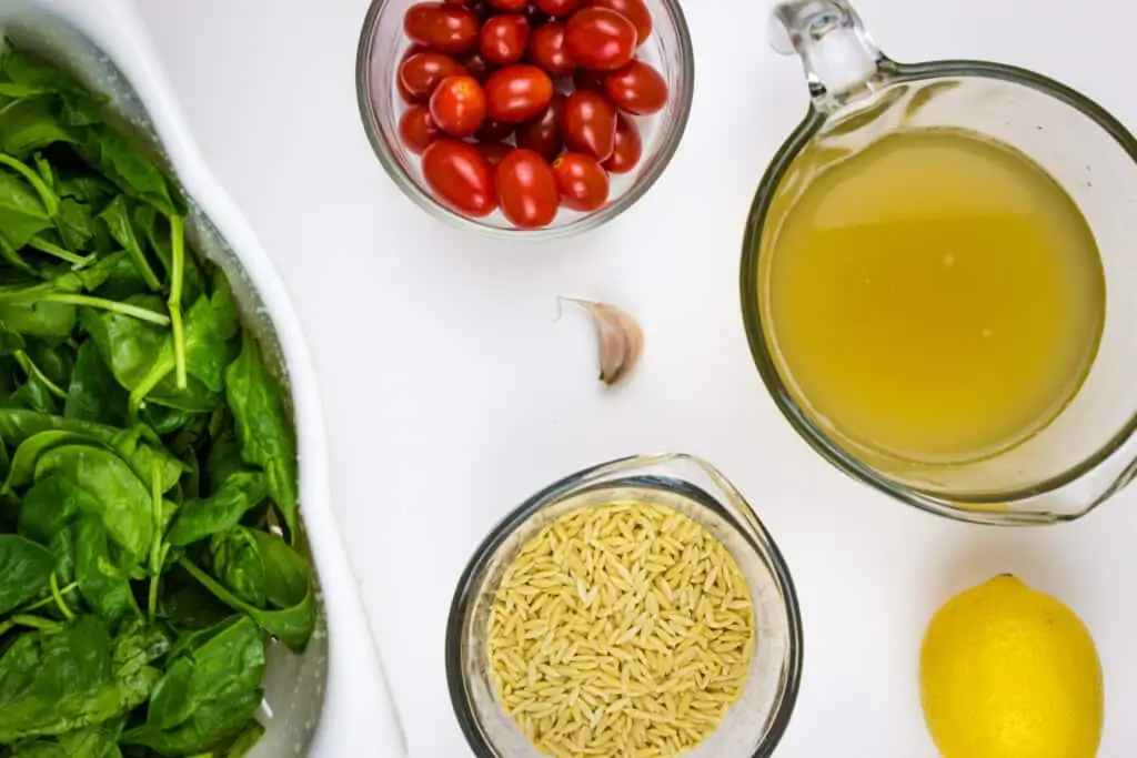 creamy spinach orzo ingredients
