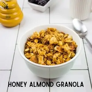 A bowlful of honey almond granola.