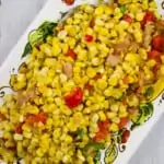 texas corn succotash on a serving platter