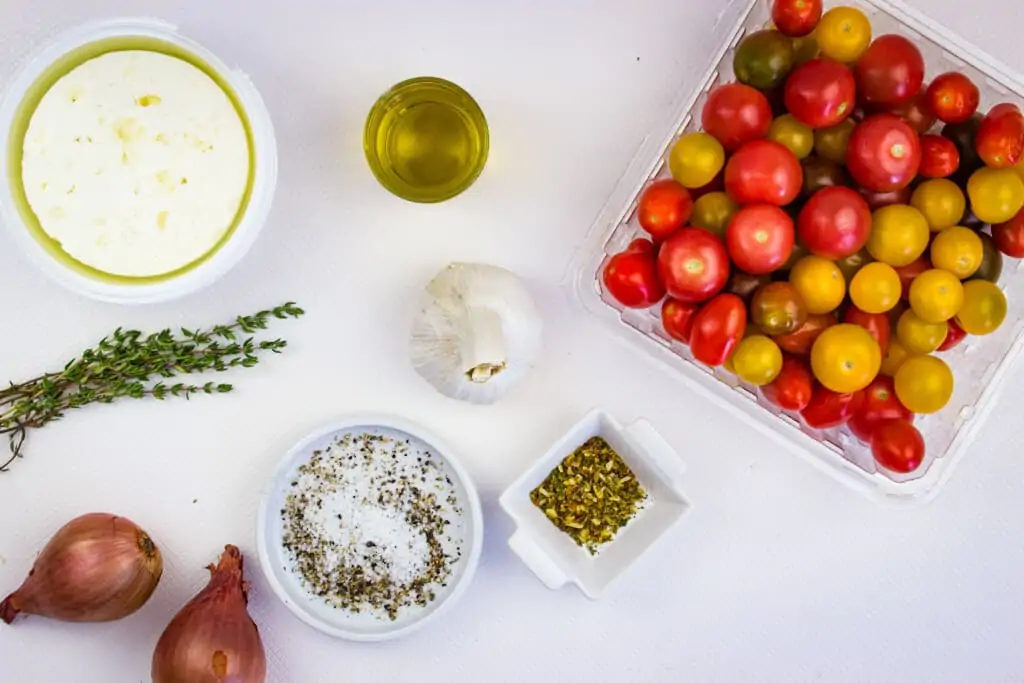 ingredients to make baked feta pasta