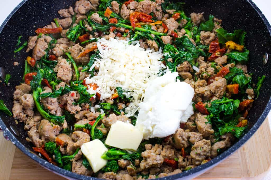 Mixture of the ingredients on a skillet.