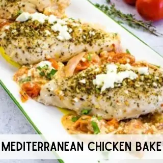mediterranean chicken bake on a platter