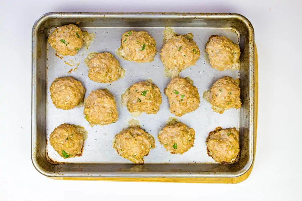 Bake the meatballs on a sheet tray.