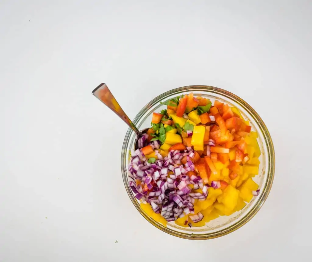 all the diced ingredients in a bowl