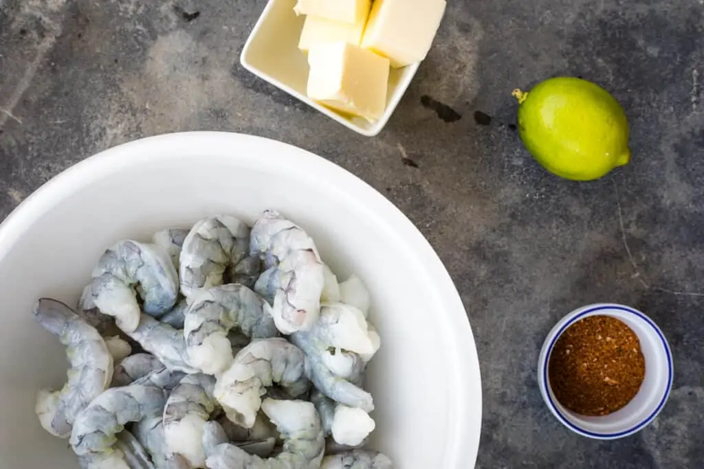 Ingredients to make smoked shrimp