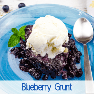 blueberry grunt on a blue plate