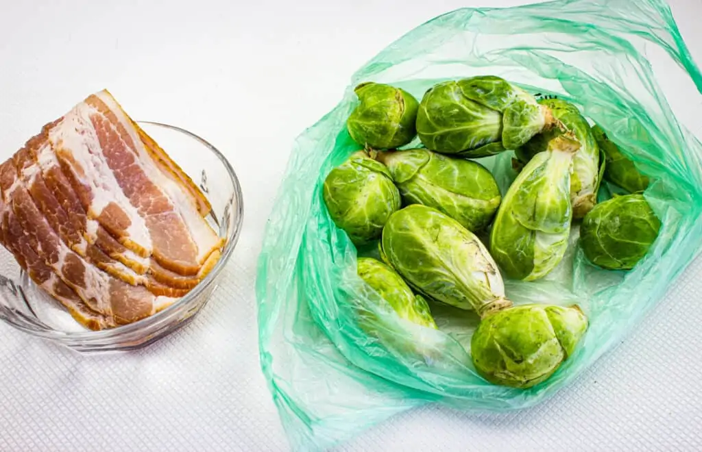 Ingredients to make smoked brussels sprouts