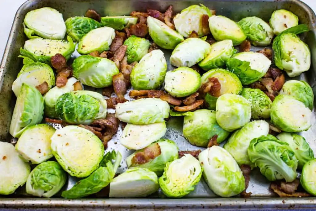 Brussels sprouts with bacon ready for the smoker