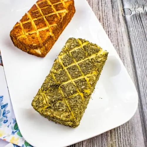 smoked cream cheese on a platter