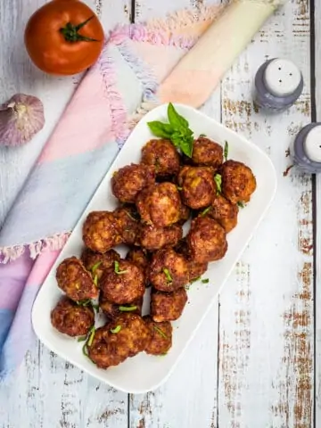 smoked meatballs on a platter