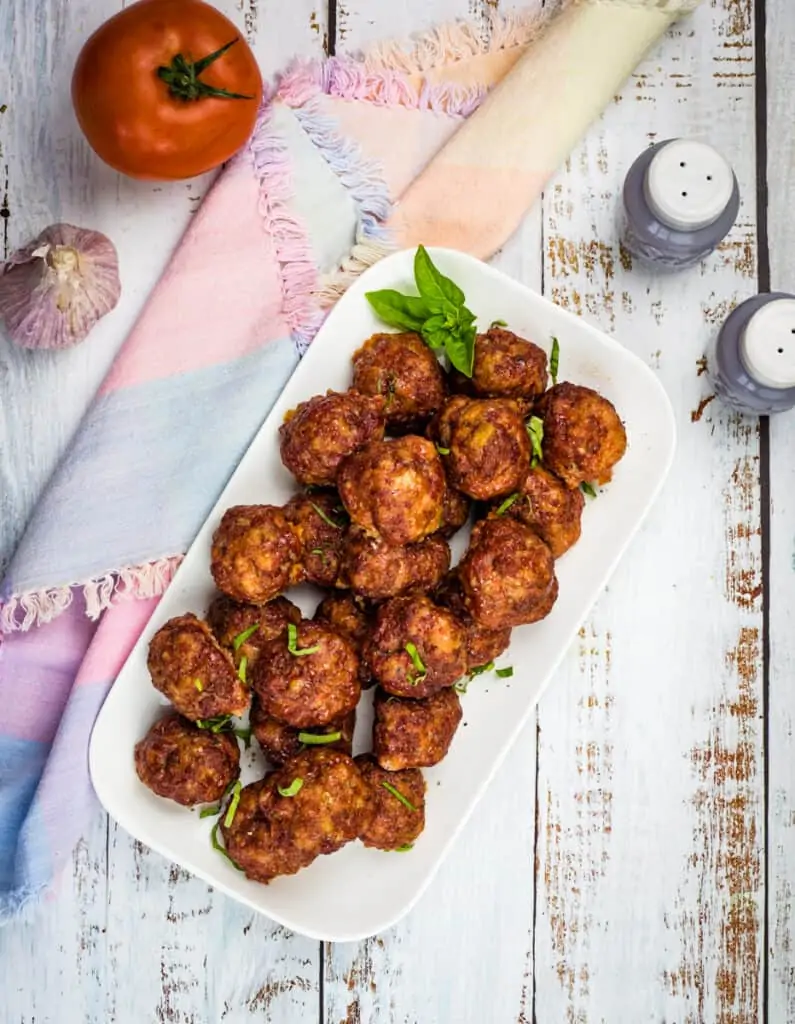 smoked meatballs on a platter