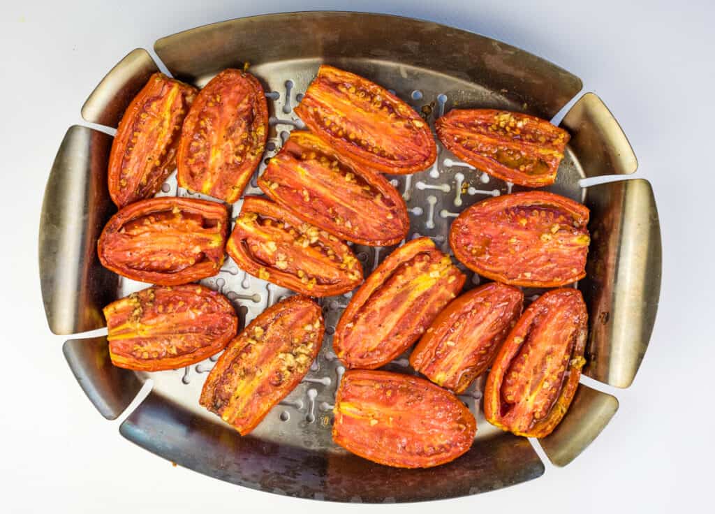 the finished smoked tomatoes