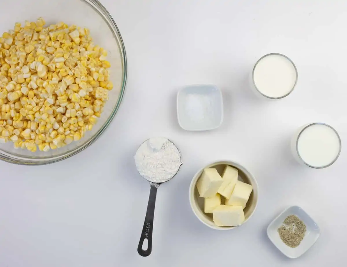 Ingredients to make creamed corn