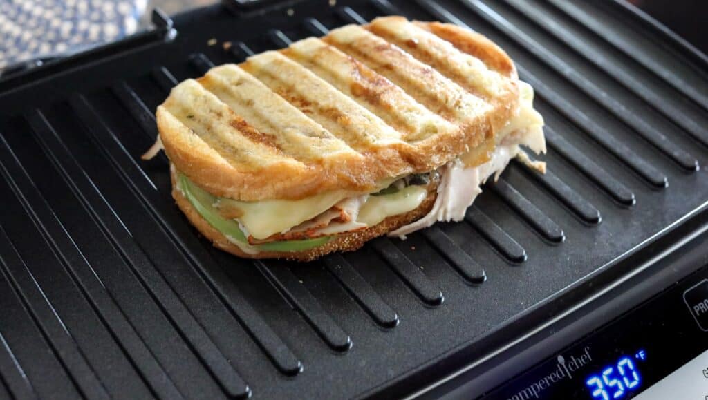 Sandwich on a panini press.