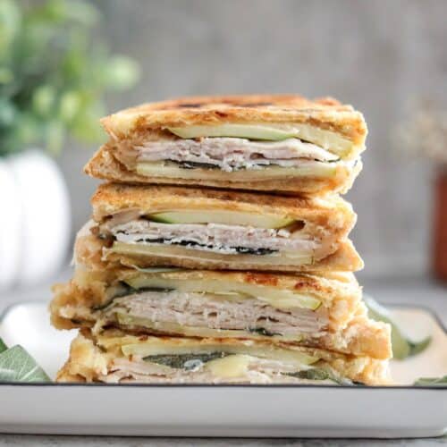 turkey & apple panini on a plate