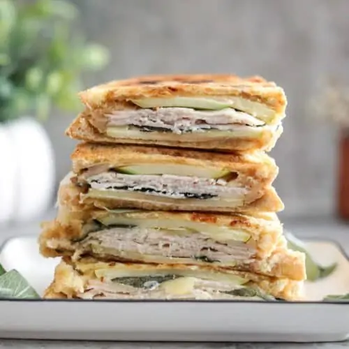 turkey & apple panini on a plate