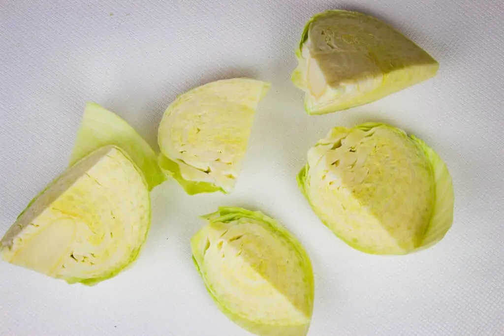 core cabbage and cut into wedges