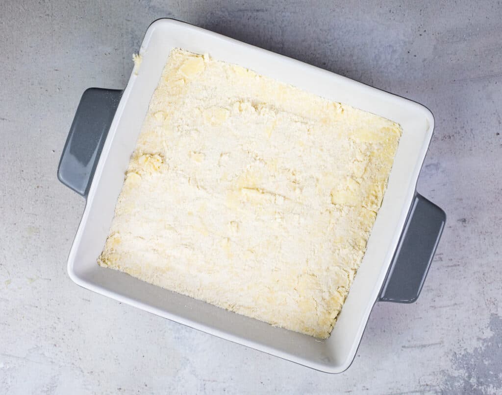 press crumble into bottom of a baking dish