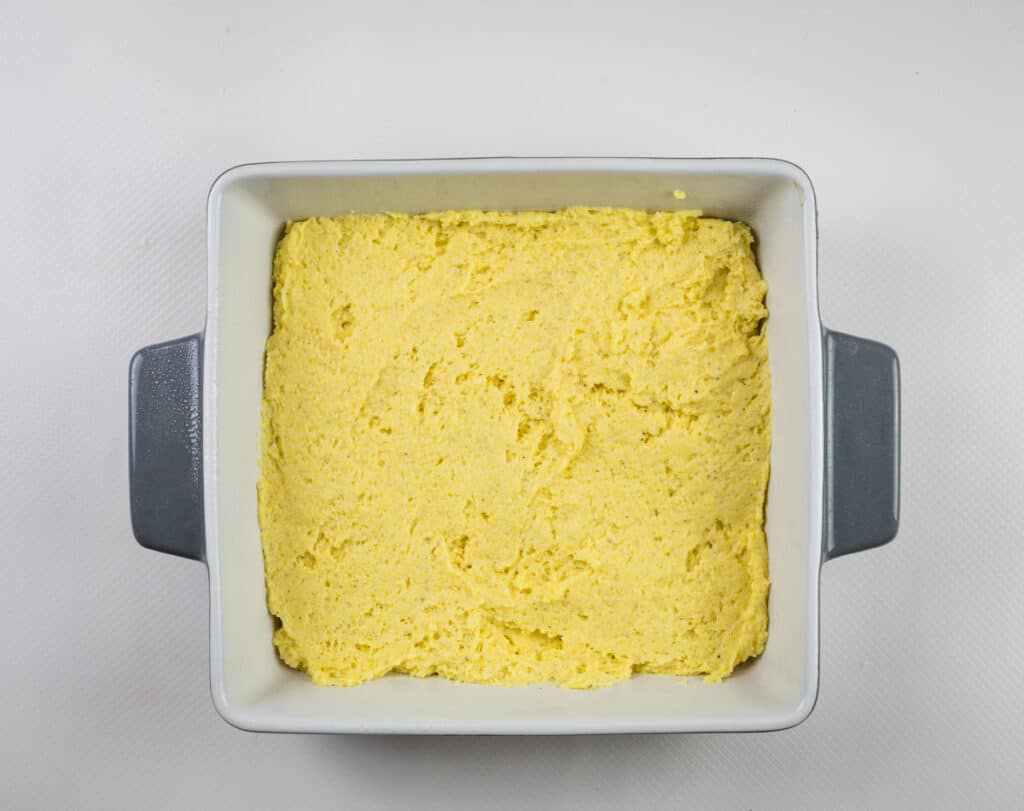 bottom layer of pulled pork stuffed cornbread