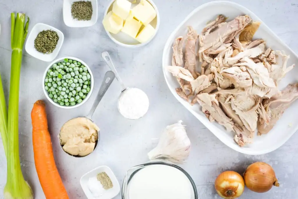 ingredients to make turkey pot pies with puff pastry