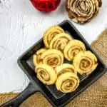 cinnamon roll cookies in a black dish