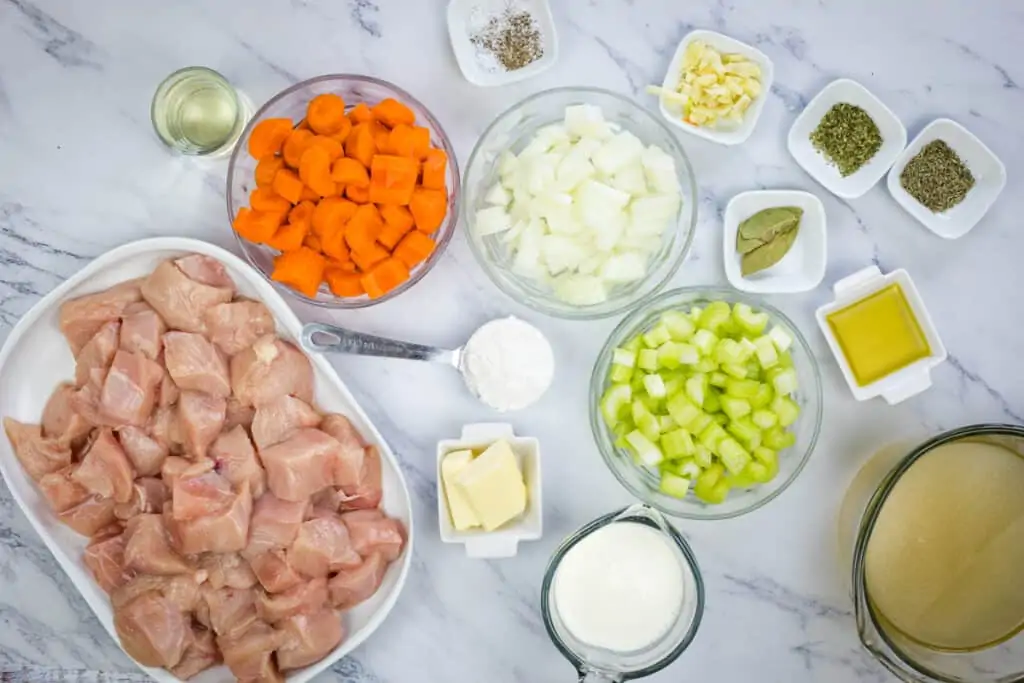 Ingredients to make Chicken and cheddar dumplings instant precision dutch oven