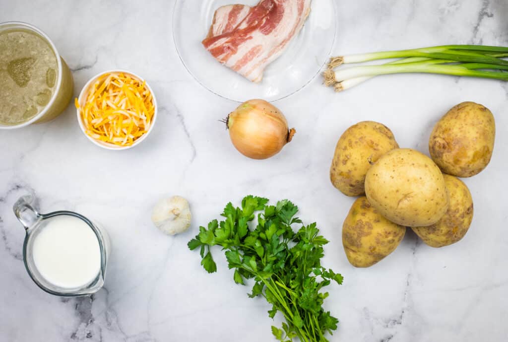 ingredients to make instant pot fully loaded baked potato soup