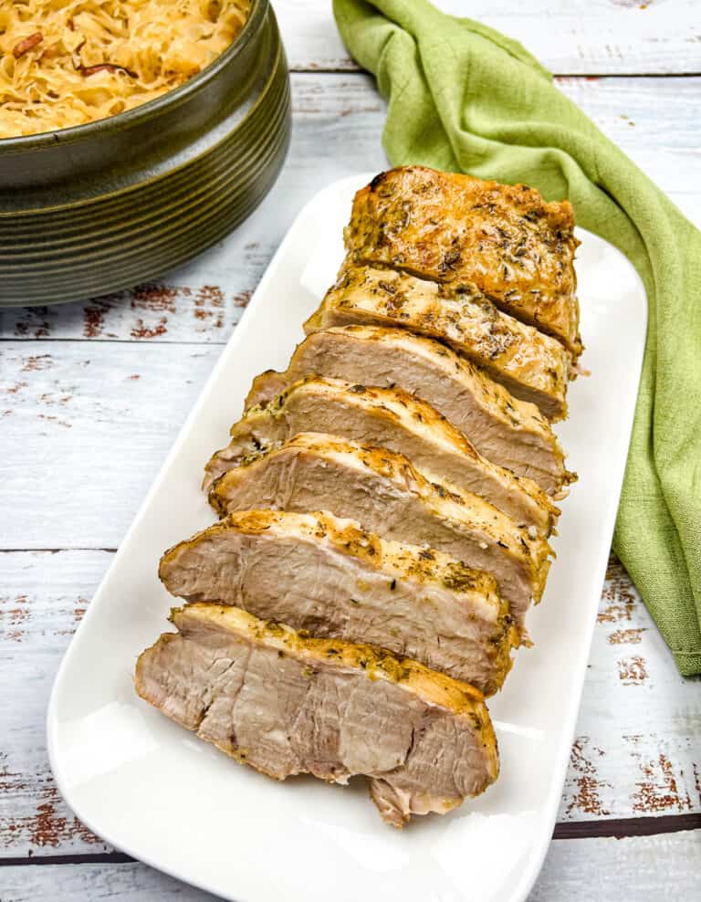 german pork loin slow cooker with sauerkraut on the side
