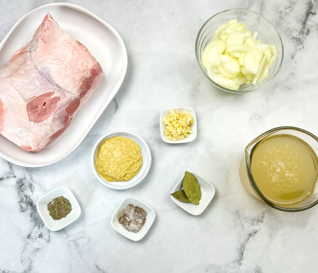 ingredients for german pork loin in the slow cooker