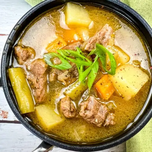 Steak and Potato soup instant pot in a bowl