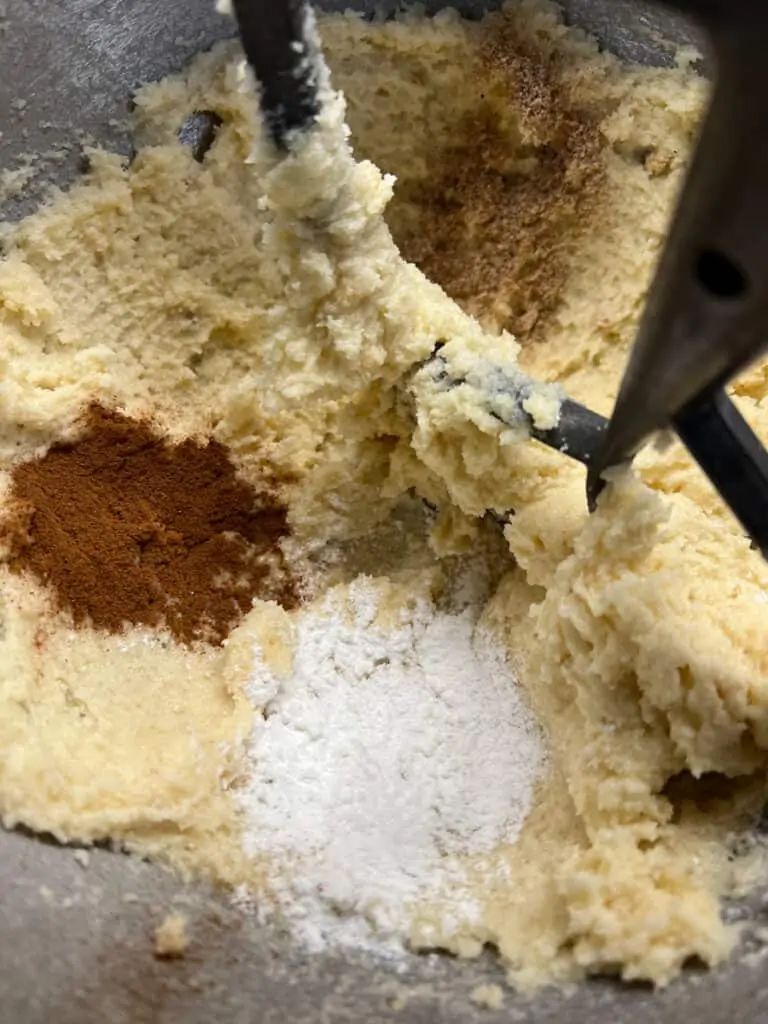 adding the spices to the cookie dough