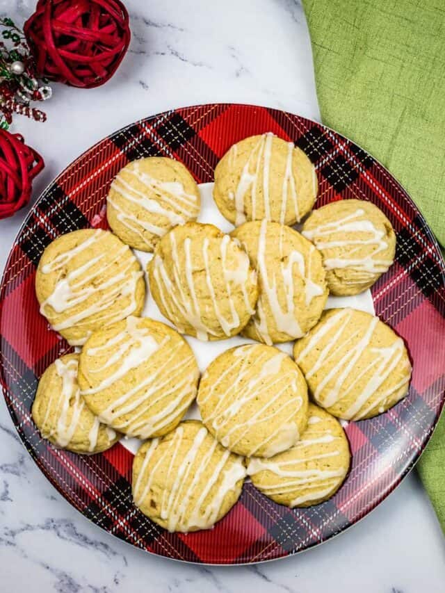 Eggnog Cookies with Spiced Rum Glaze