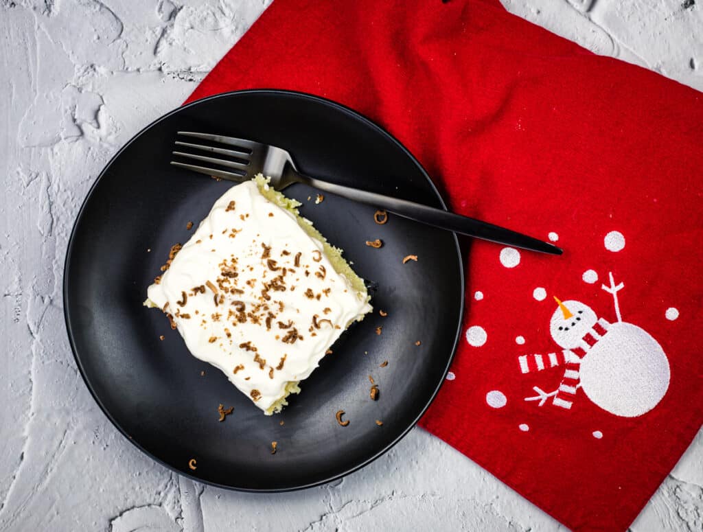 Enjoy a slice of Eggnog Tres Leches Cake!