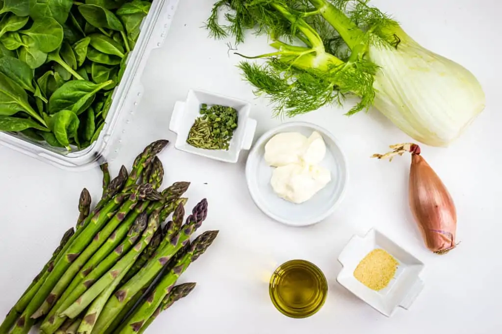 Spinach, Asparagus & Fennel Salad Ingredients