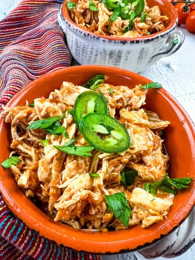 chicken tinga instant pot in a serving dish