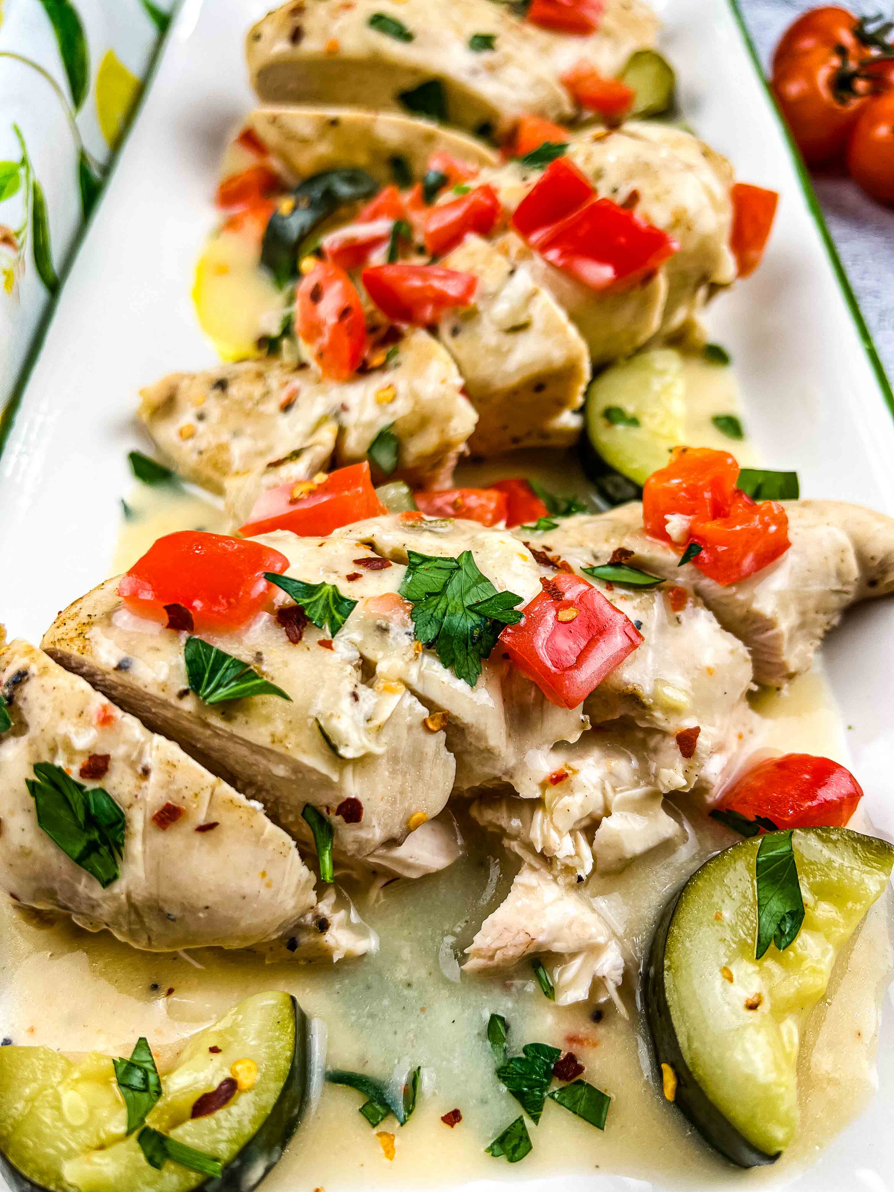 Creamy Instant Pot Italian Chicken on a platter.