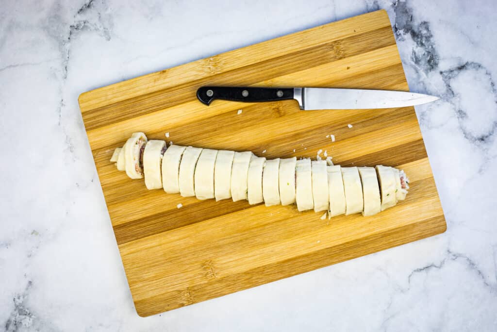 puff pastry pinwheels sliced