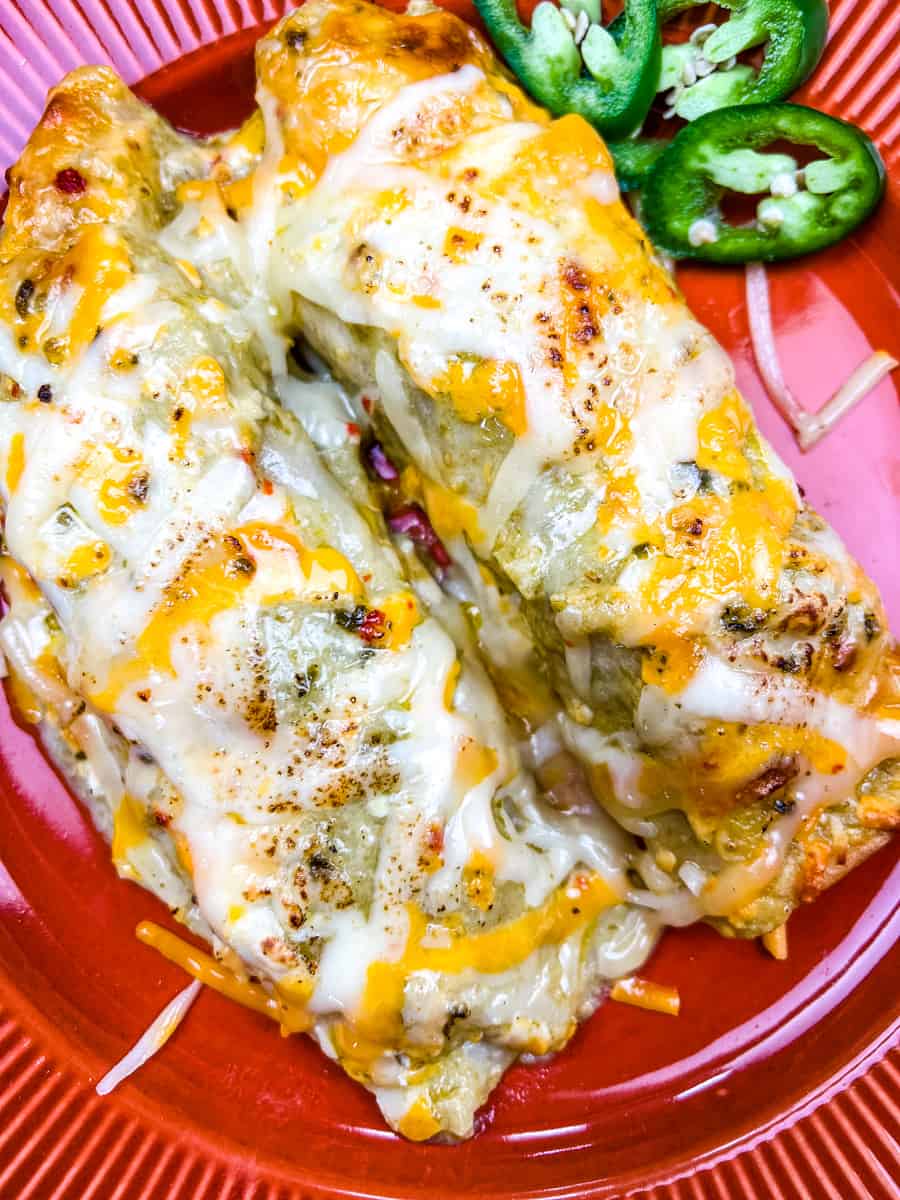 smoked chicken enchiladas on a plate