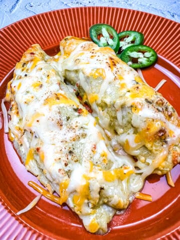 smoked chicken enchiladas on a plate