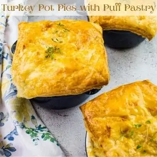 Turkey pot pies with puff pastry.