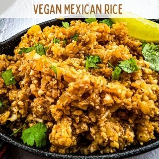 Vegan Mexican Rice in a serving dish.