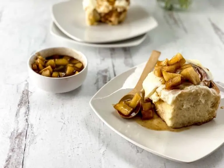 Apple Pie Cinnamon Rolls on a plate