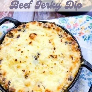 beef jerky dip in a serving dish