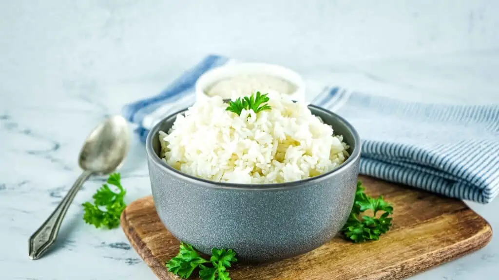 a bowl of rice that was cooked in the instant pot