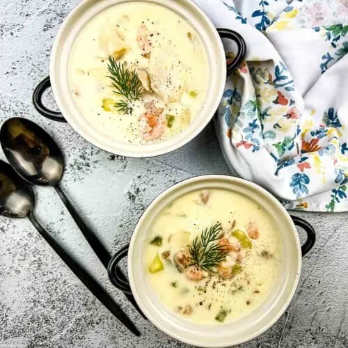 Serve your Seafood Chowder in cute bowls and enjoy!