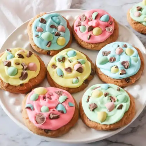 mini egg cookies on a platter