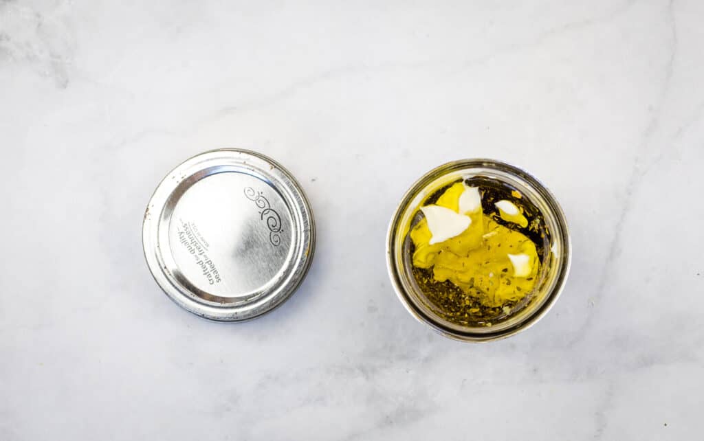 ingredients in a jar ready to be shaken