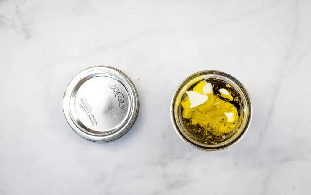 ingredients in a jar ready to be shaken