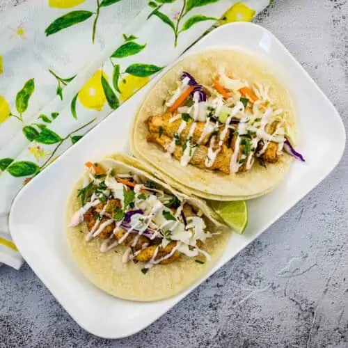 Fresh Baja Fish Tacos on a plate